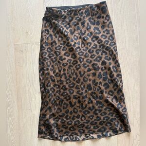 Banana Republic Leopard Print Satin Midi Skirt - Silk Feel - Size S